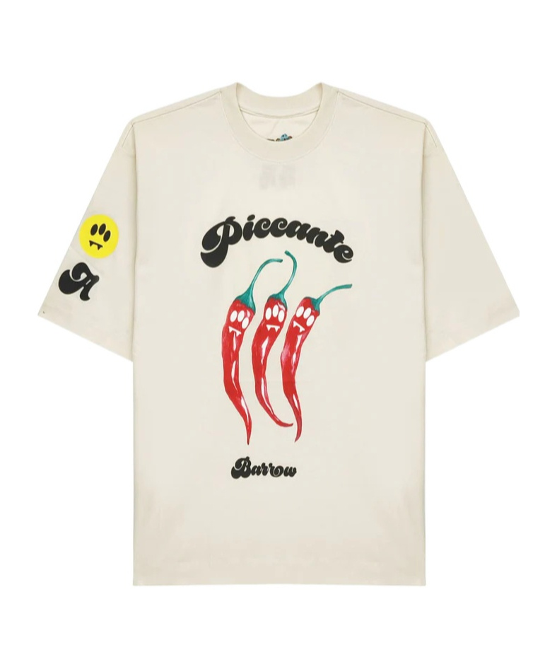 Barrow Chilli-print Crewneck T-shirt In White