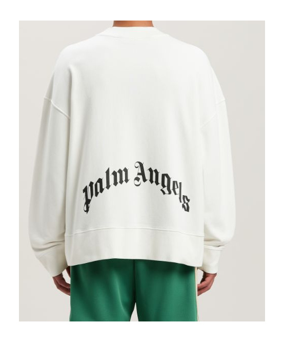 Palm Angels Relaxed Fit Knit Sweater With Bold Lettering In White