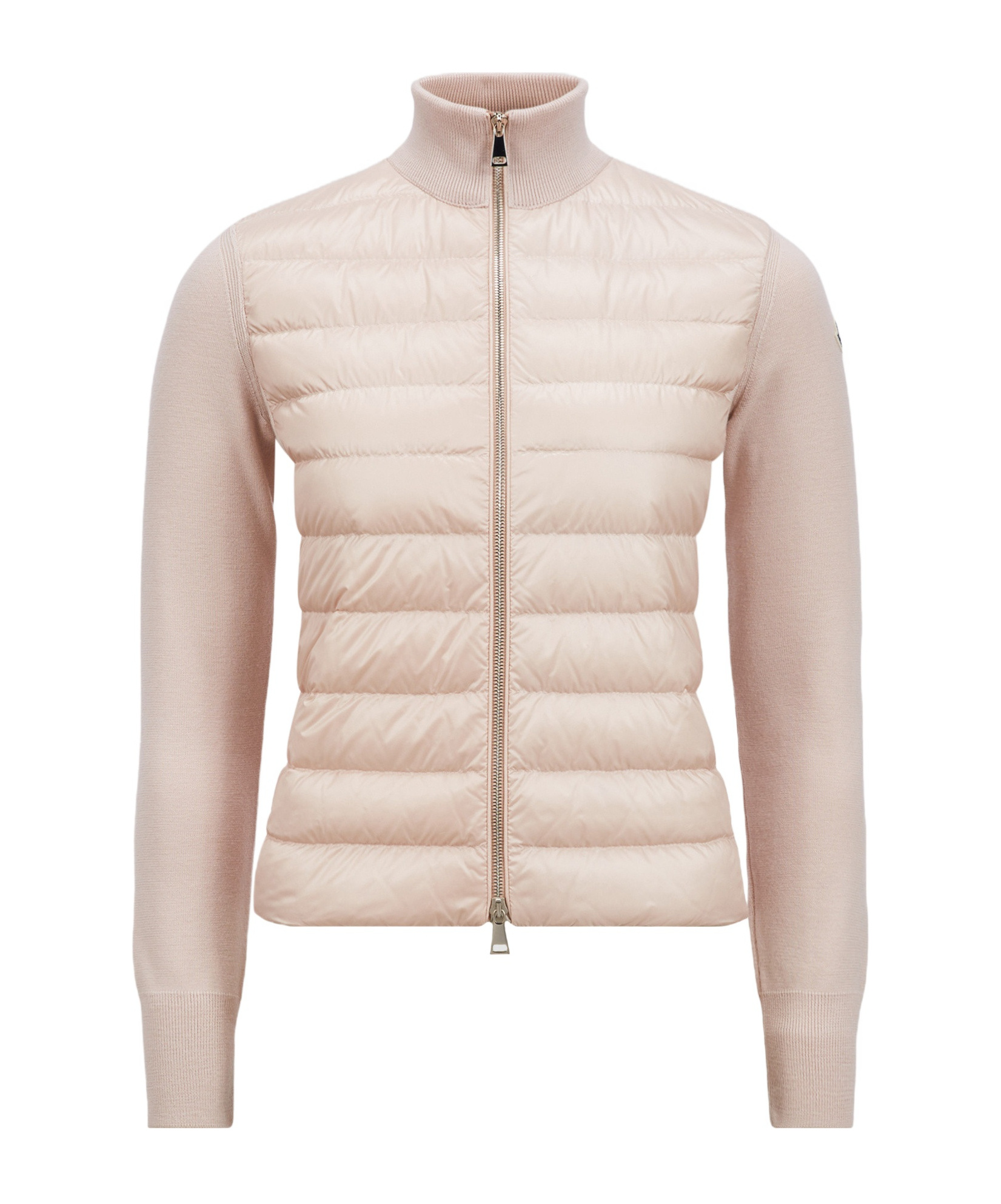 Shop Moncler Padded Wool Zip-up Cardigan In Pink