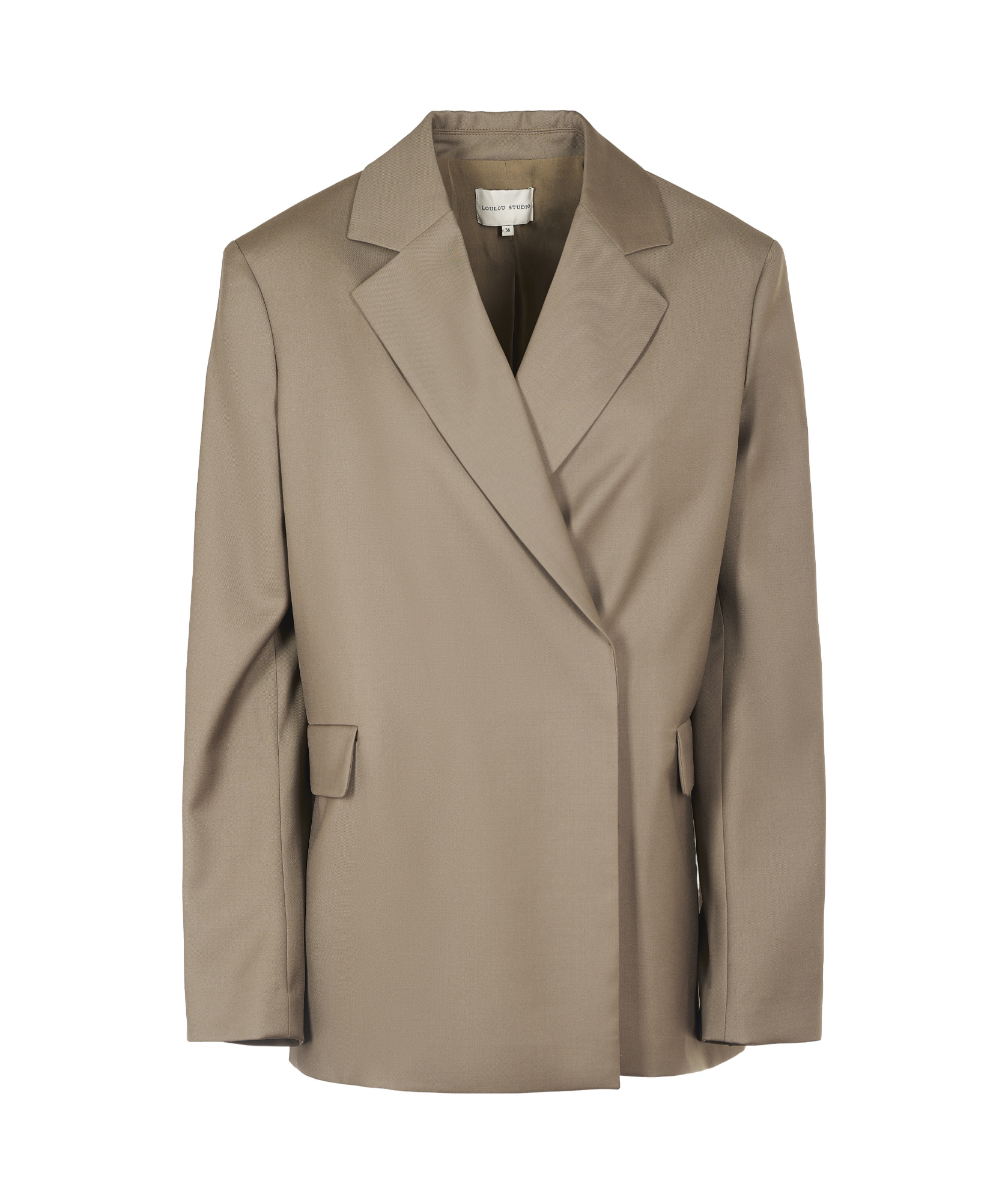 Loulou Studio Double-breasted Tailored Jacket With Wide Lapels In Gray