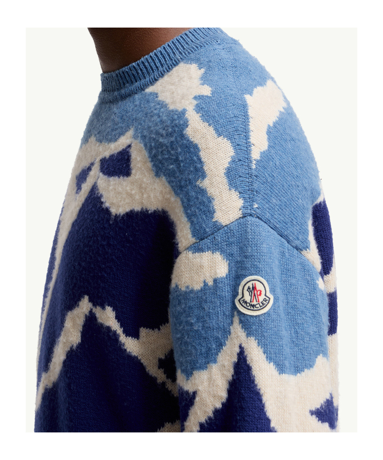 Moncler Mountain Jacquard Wool Sweater In Blue