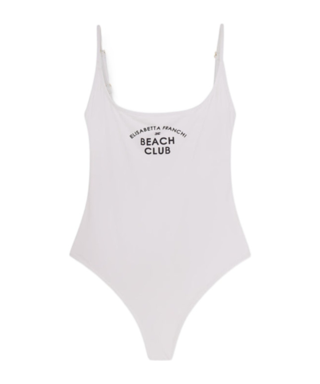 Elisabetta Franchi Logo-print Swimsuit In White