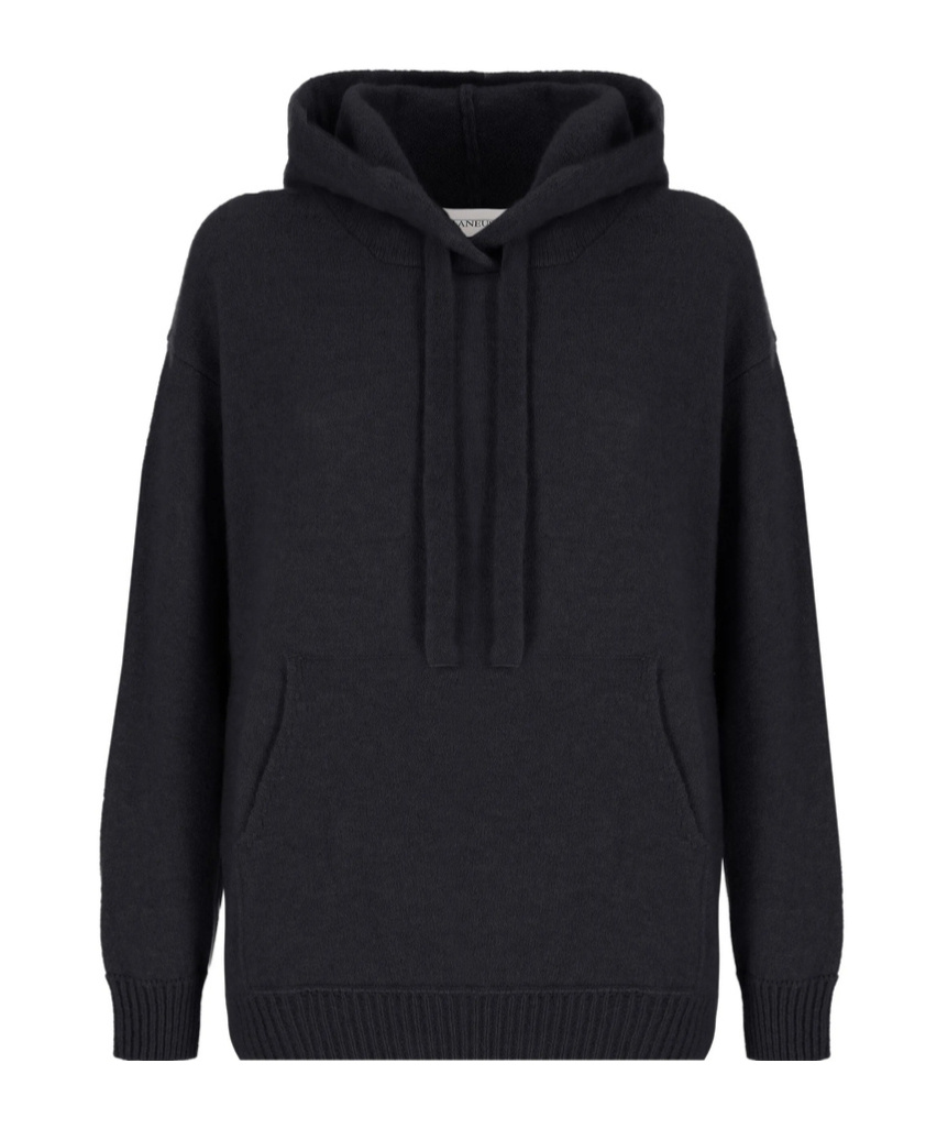 Laneus Hooded Knitted Sweater In Black
