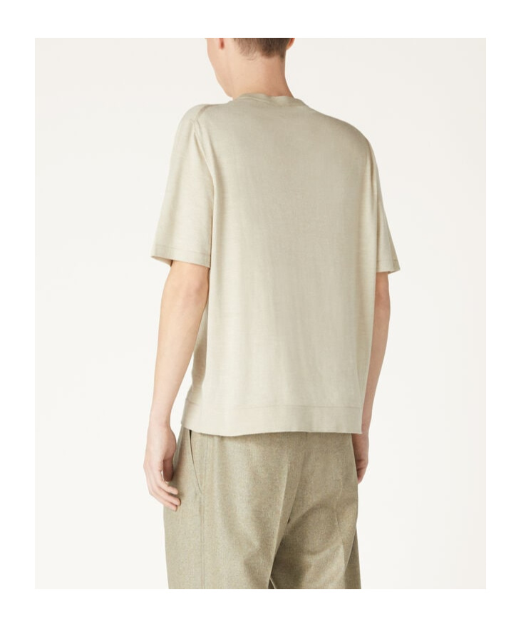 Loro Piana Round-collar Short-sleeve Sweater In Apple Tree Color
