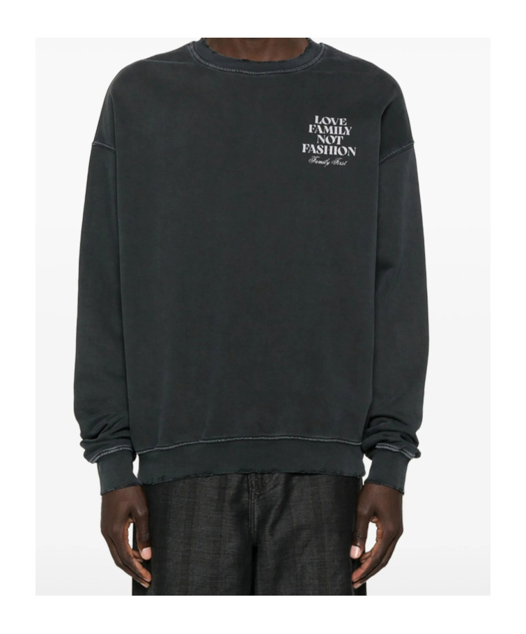 Family First Long-sleeved Crew Neck Sweatshirt In Black