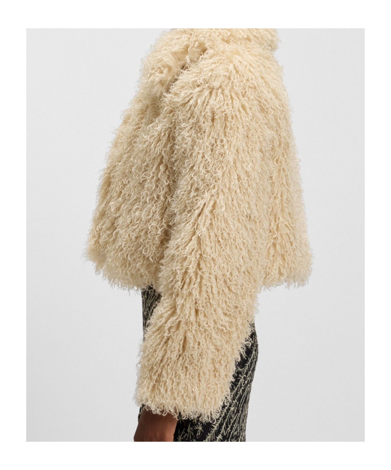 Hugo Boss Boss  Faux Fur Cropped Jacket In Neutral