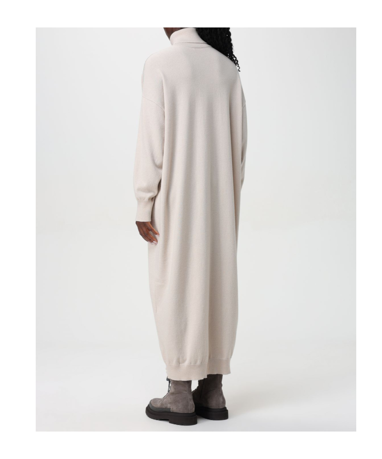 Brunello Cucinelli Long-sleeved Dress In Nude
