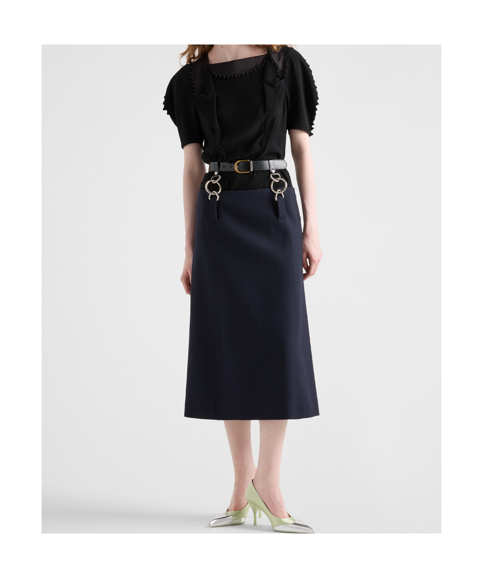 PRADA RUSH STITCH SKIRT WITH BELT