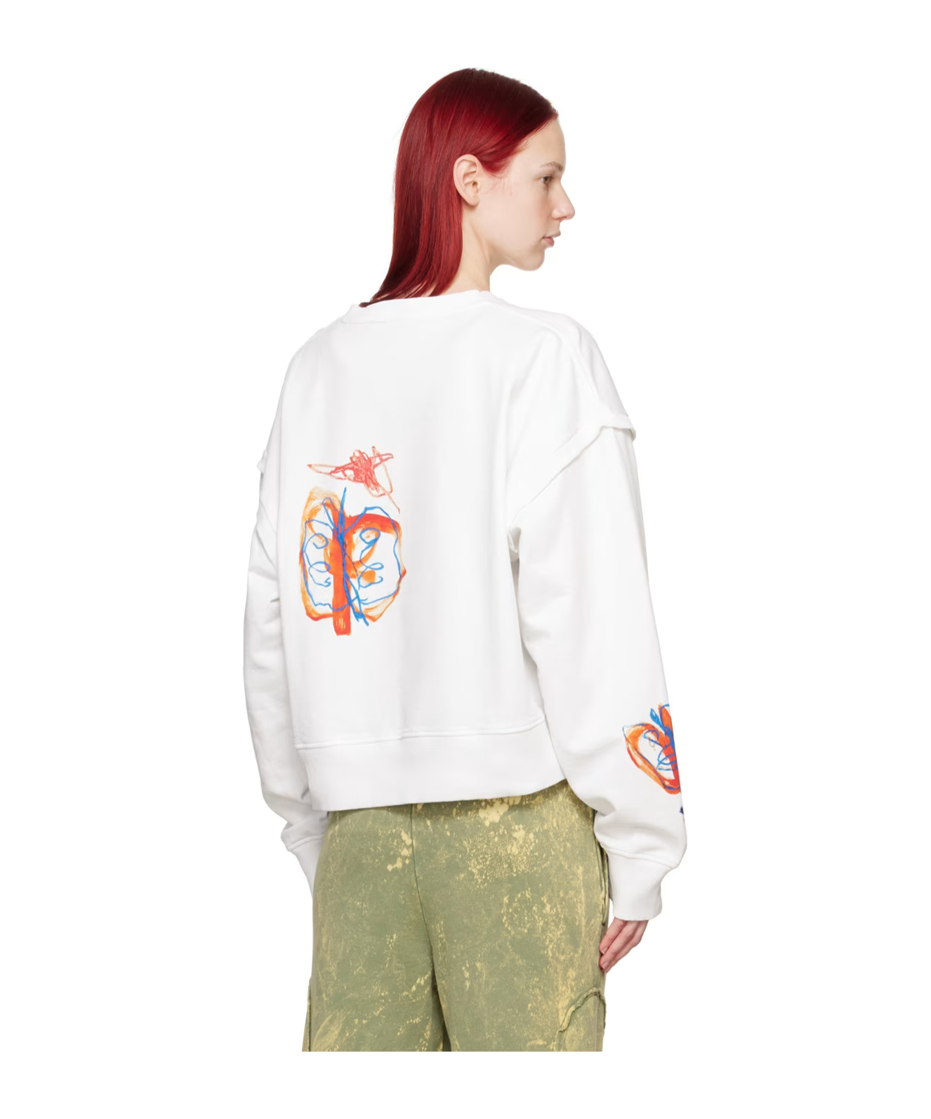 Etudes Studio Pattern Printed Long-sleeved Hoodie In White