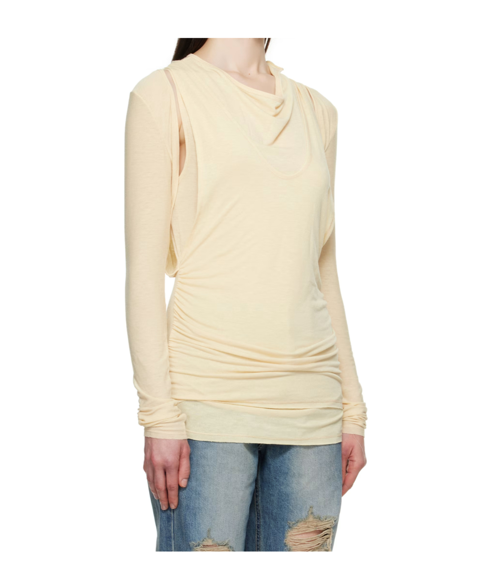 Open Yy Convertible Bolero T-shirt In Neutral