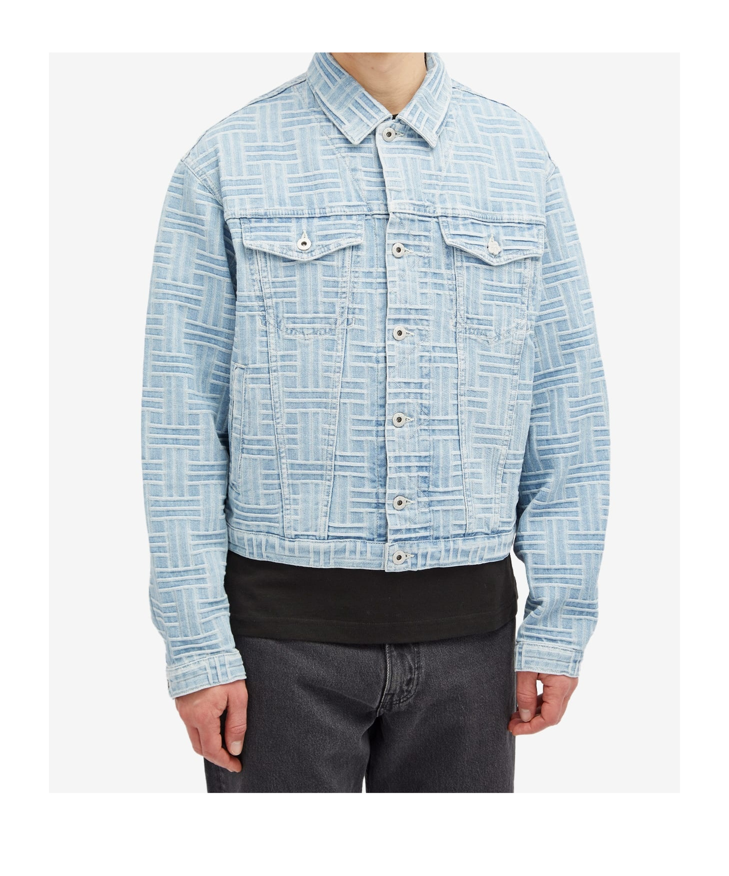 Kenzo Denim Embroidered Denim Jacket In Bleached Blue D