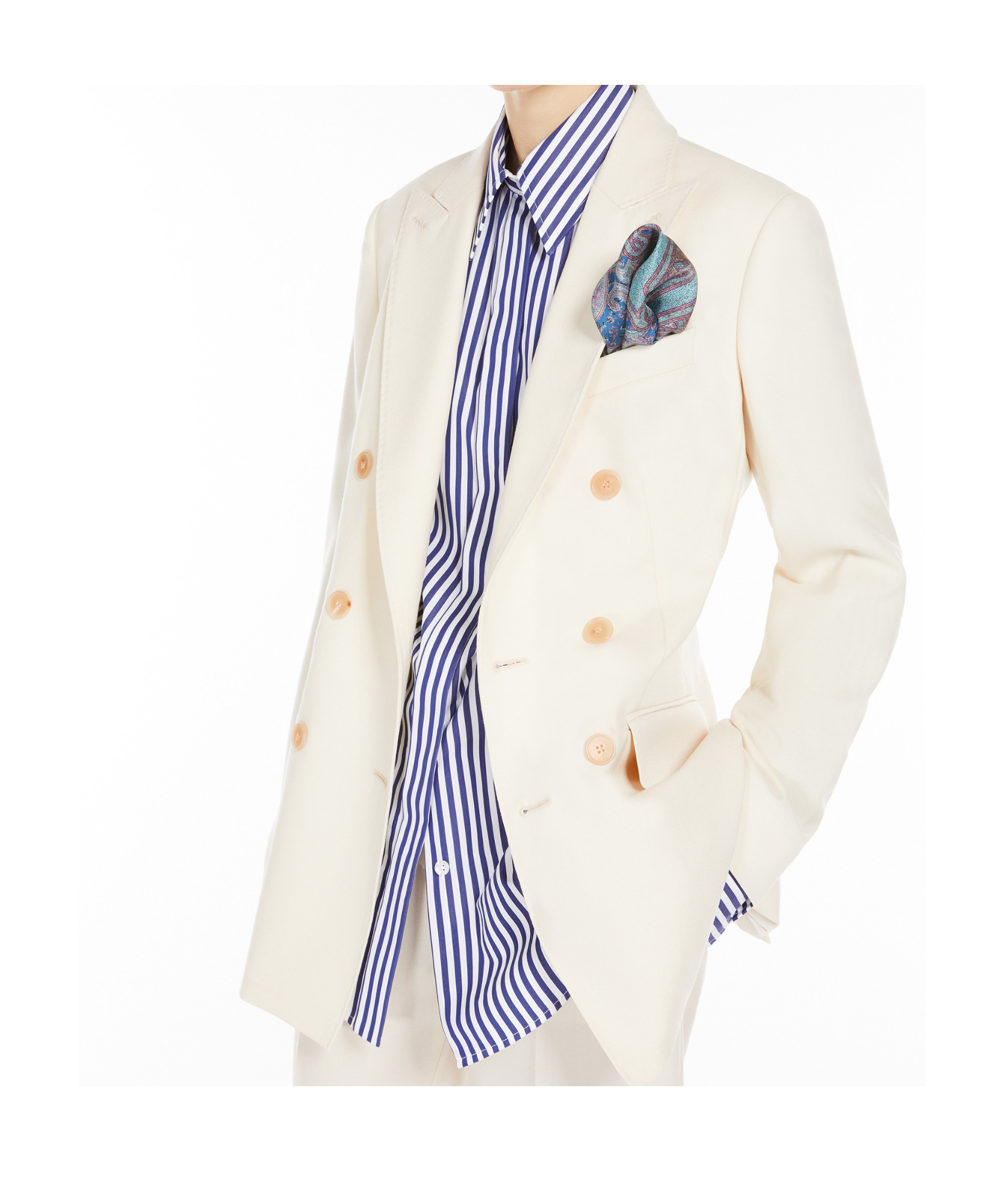 Max Mara Long-sleeved Suit Coat In White