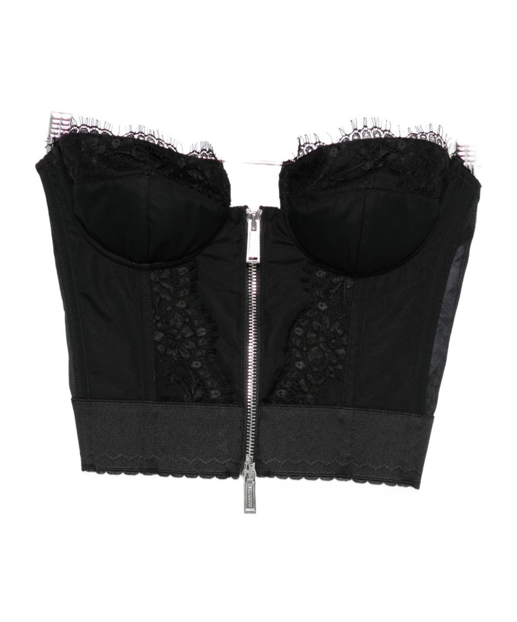 Dsquared2 Strapless Lace Cropped Corset Top In Black