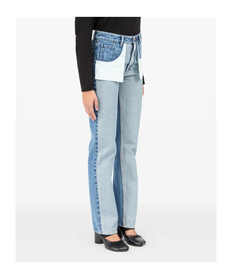 Mm6 Maison Margiela Blue Denim Inside Out-effect Jeans In Blue