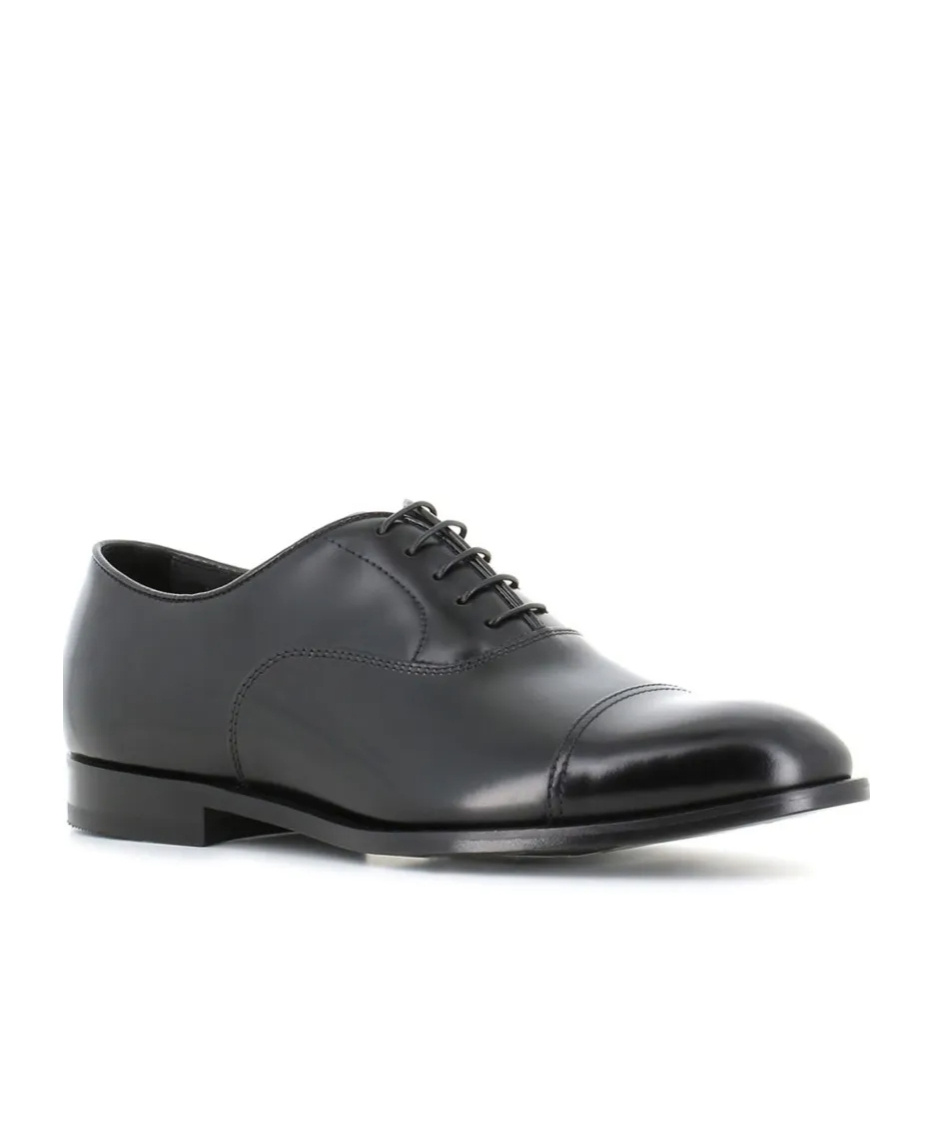 Doucal's High-shine Black Oxford Shoes With Lace-up Fastening In Black