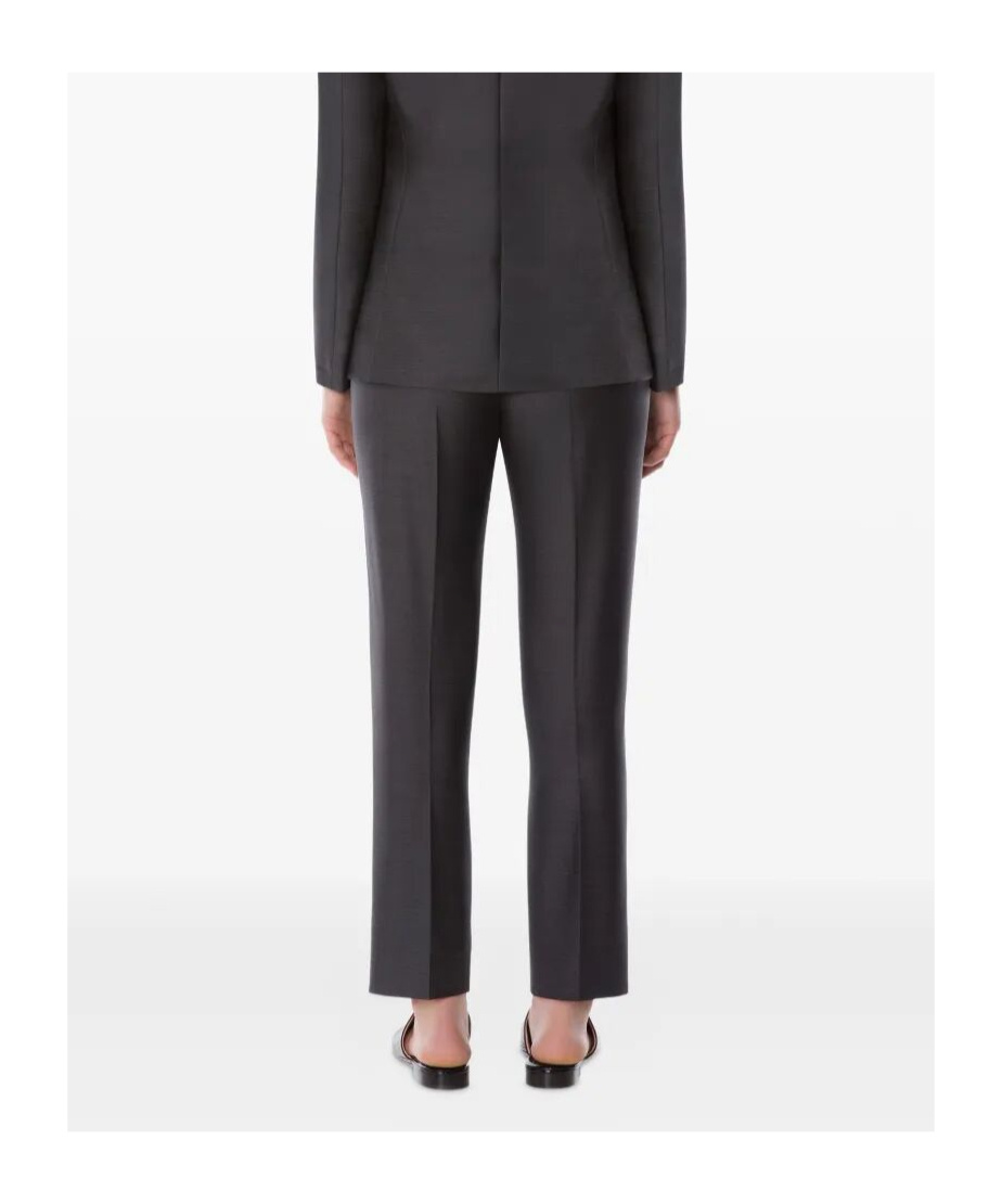 Alberta Ferretti Satin Trousers Embroidered Lapel In Gray