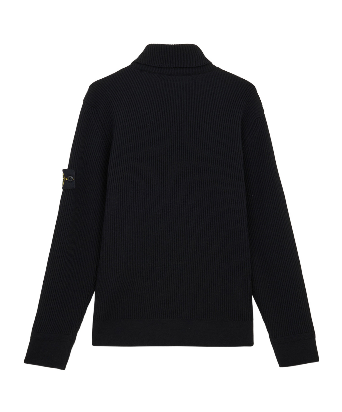 Stone Island Turtleneck Jumper With Finely Ribbed Trims In Black
