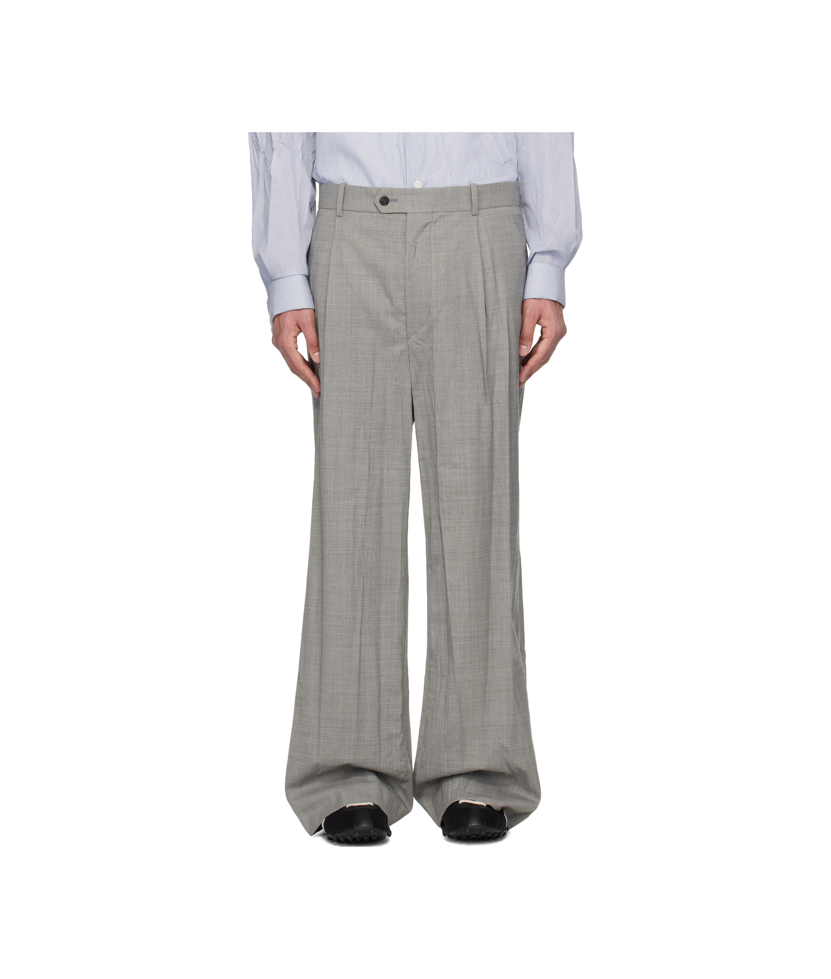 Hed Mayner Gray Crinkled Trousers In Grey