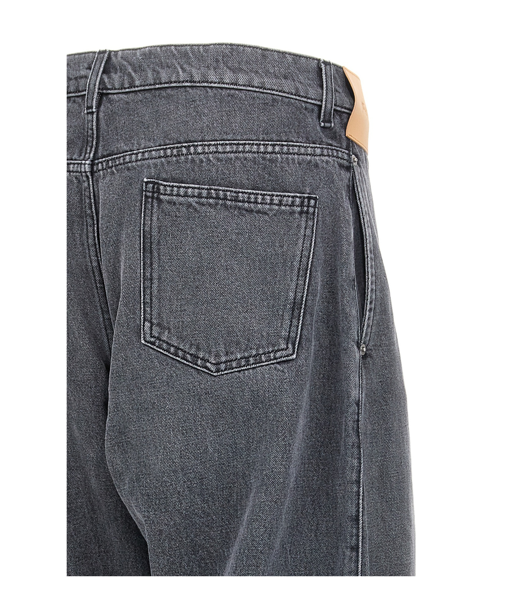 Jw Anderson J. W. Anderson Relaxed Fit Grey Jeans With Diagonal Stitching And Embroidered Logo In Gray