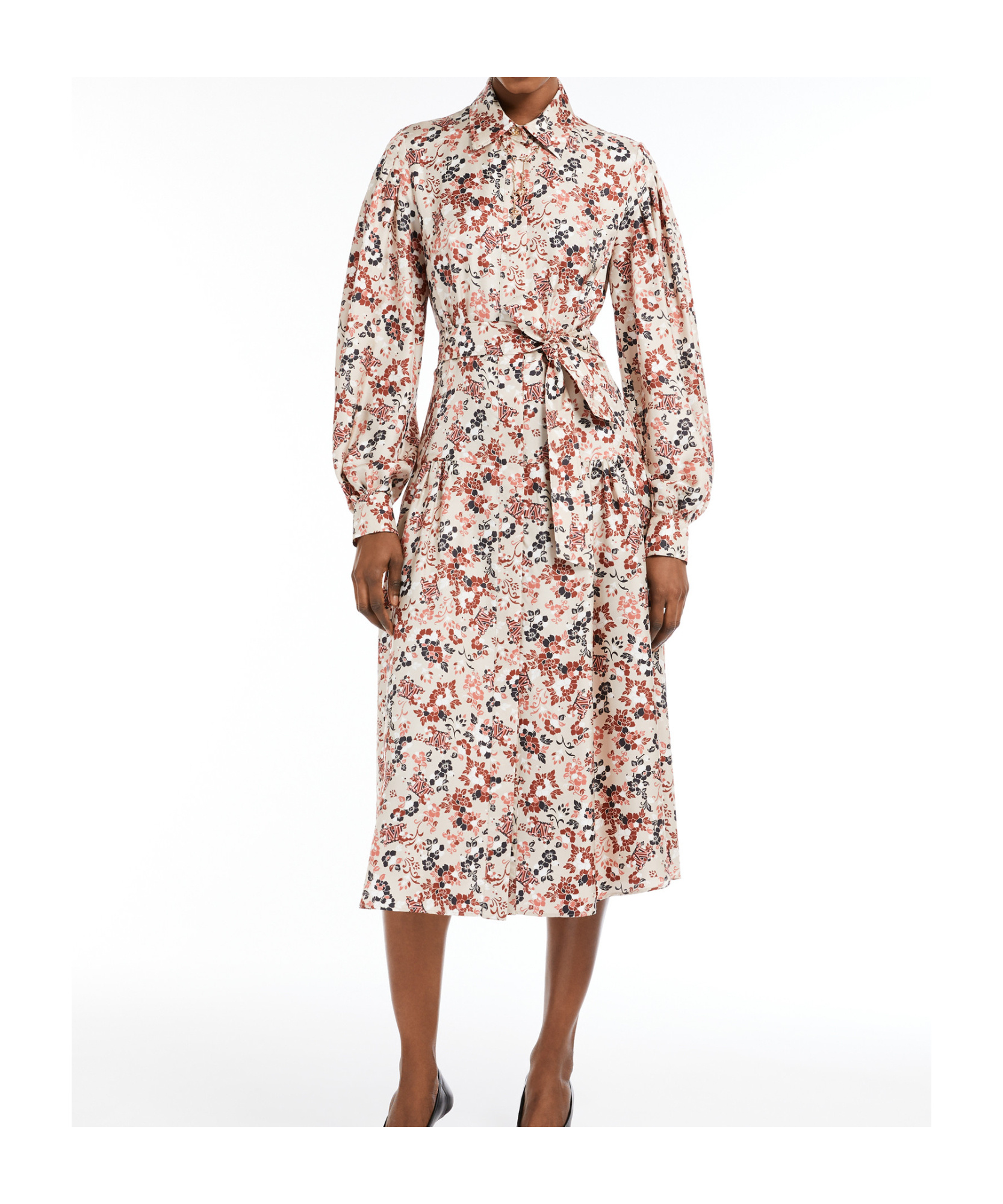 Max Mara Vestido Acampanado De Seda Estampada In Multicolor