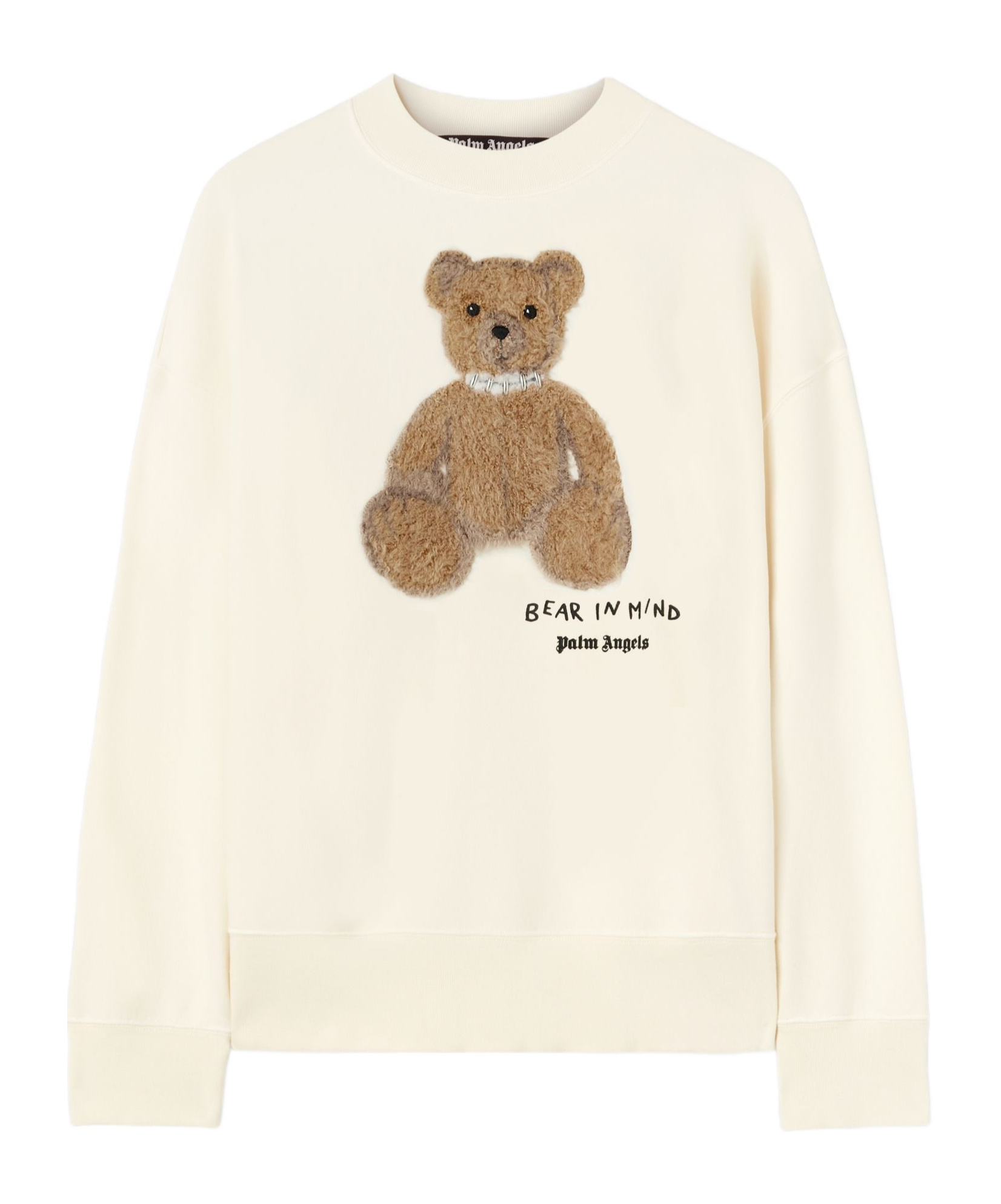 Palm Angels Cotton Crew Neck Sweatshirt With Teddy Bear Motif In White