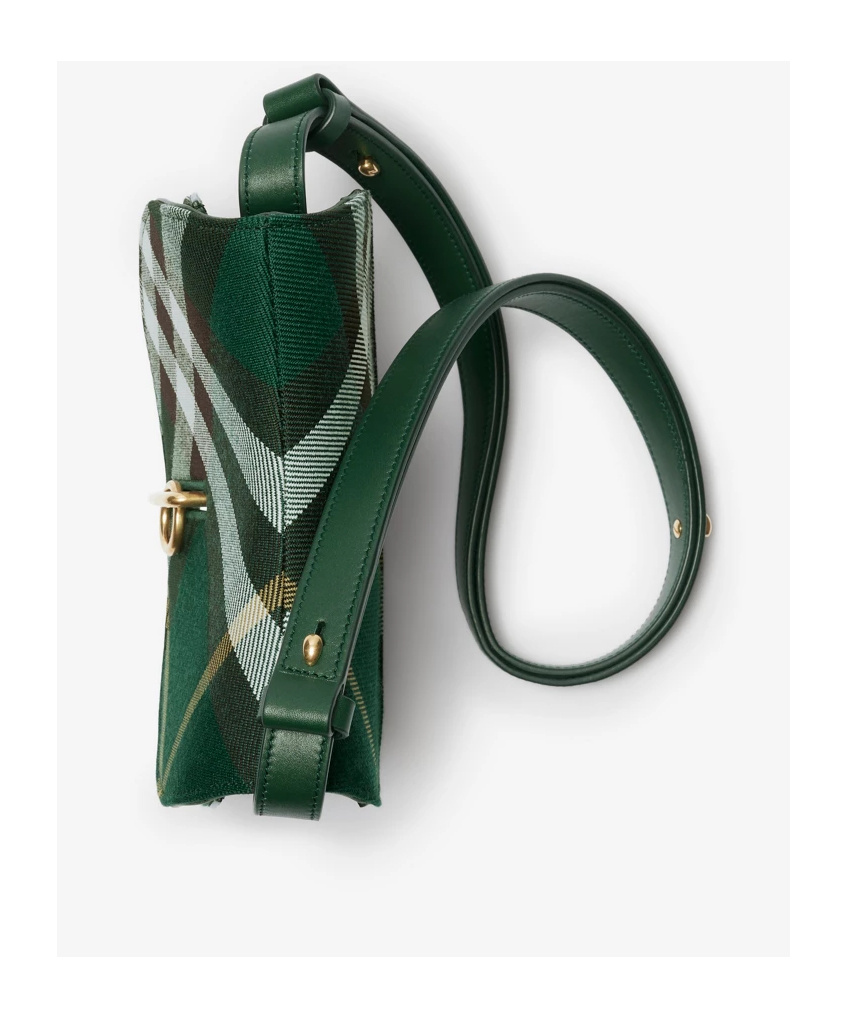 Burberry Mini Rocking Horse Checked Crossbody Bag In Green