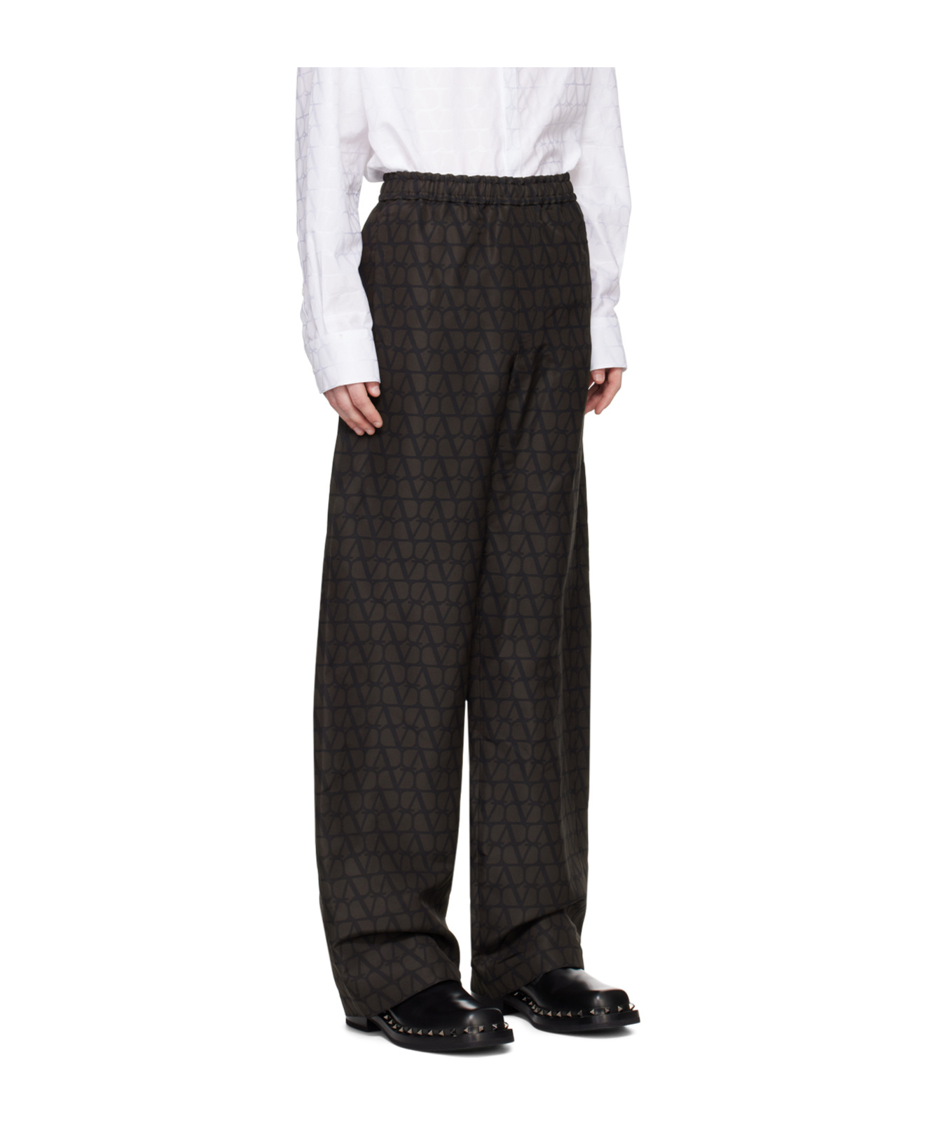 Valentino Elastic Waist Long Casual Pants In Black