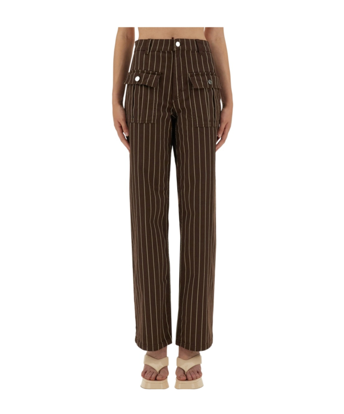 Baum Und Pferdgarten Pinstripe Wide Leg Jeans In Brown