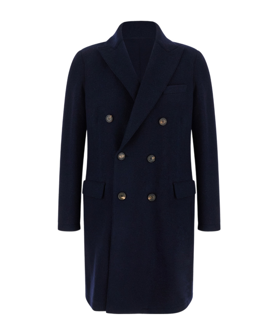Eleventy Blue Double-breasted Coat With Peak Revers In Fabric Man In Black