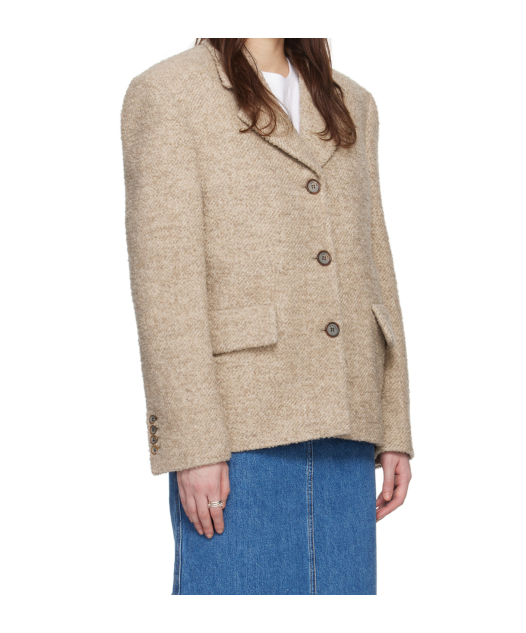 Magda Butrym Long-sleeved Coat In Nude