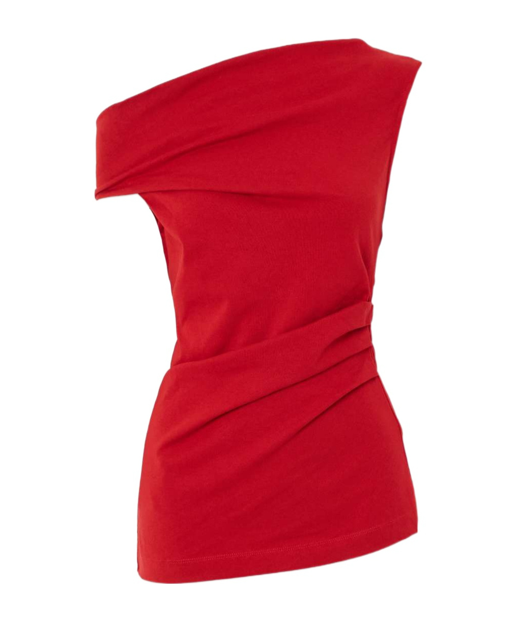 Shop Dries Van Noten Off-shoulder Top In Red