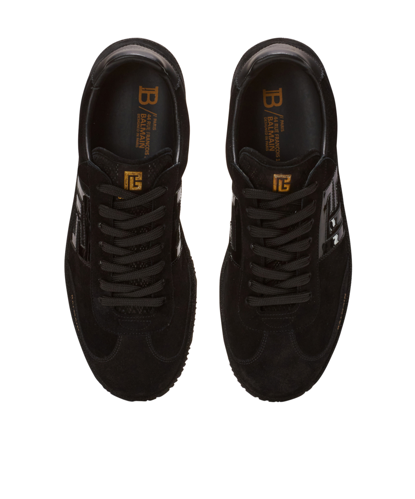 Balmain Swan Suede Low-top Sneakers In Black