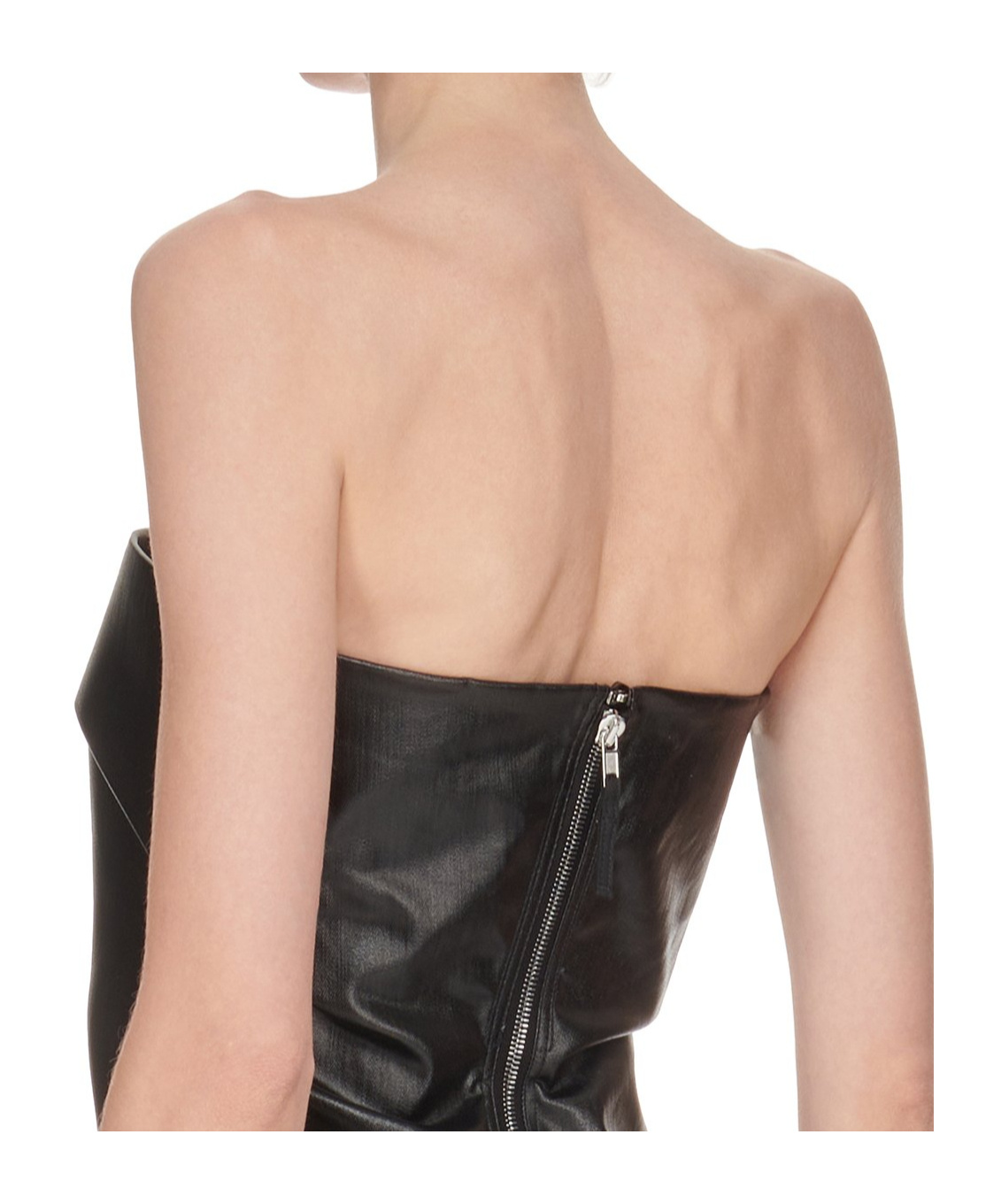 Rick Owens Prong Cutout Coated Denim Bustier Dress In Black