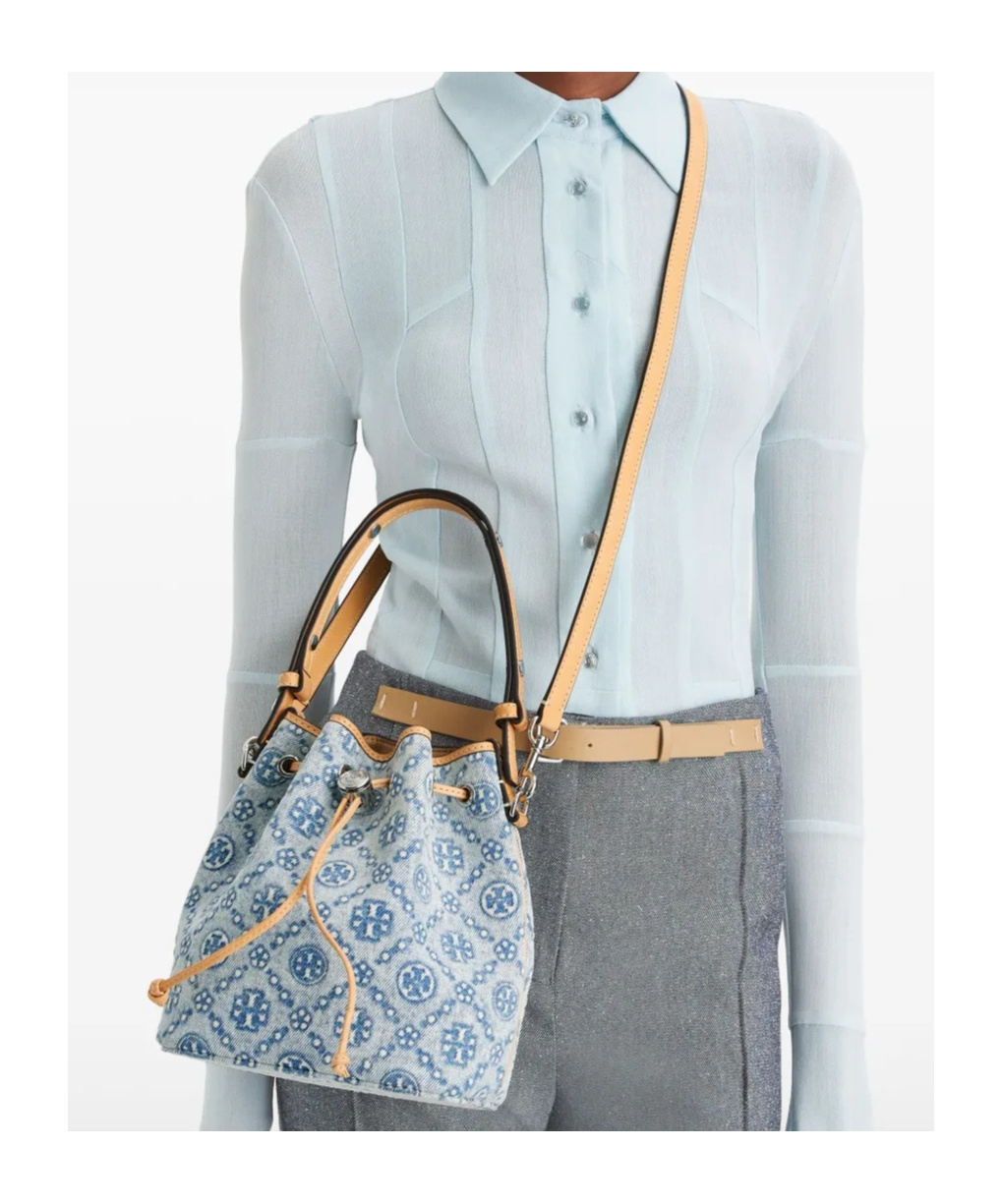 Shop Tory Burch T Monogram Bucket Bag In Blue