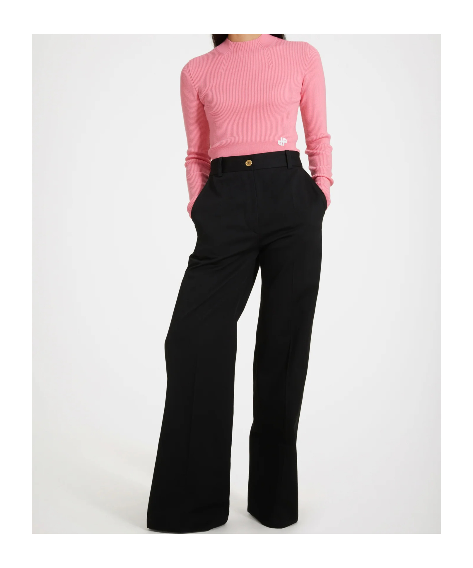 Patou Belt Loop Casual Pants In Black