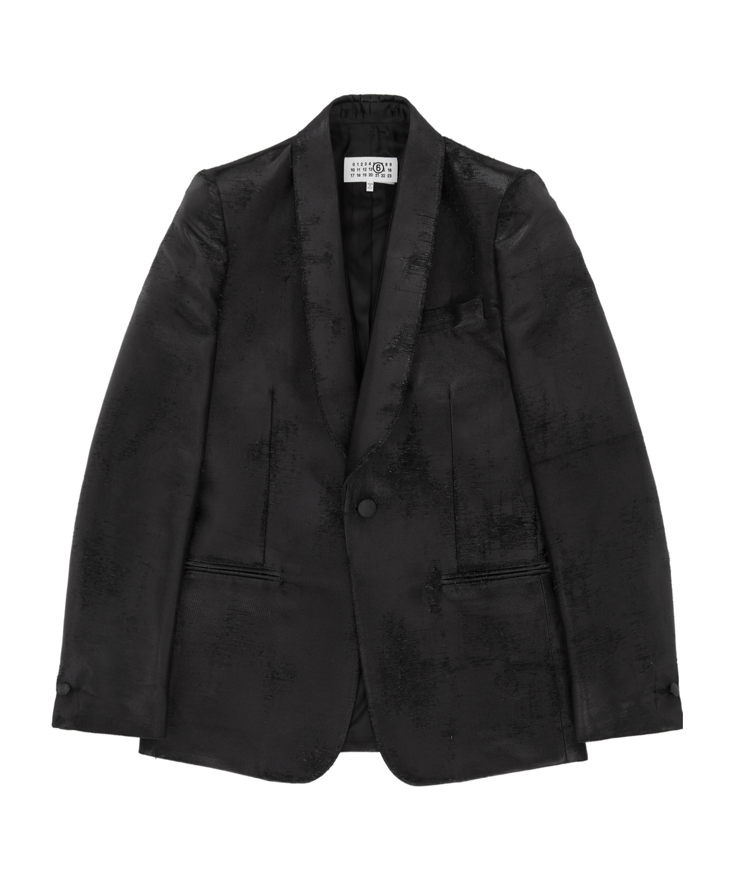 Mm6 Maison Margiela Distressed Jacquard Suit Jacket In Black