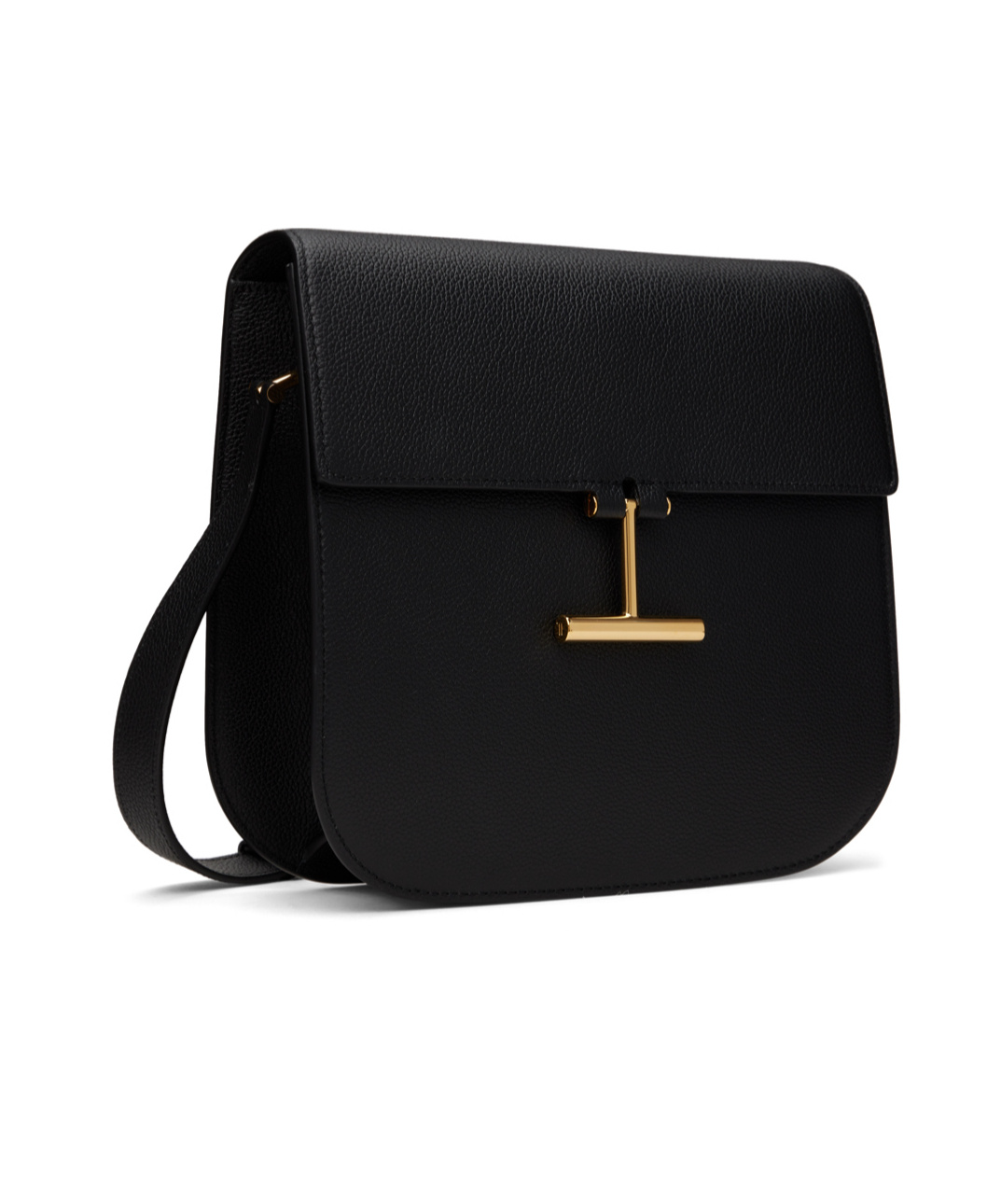 Tom Ford Tara Medium Crossbody In Grained Leather With Leather Strap In Black