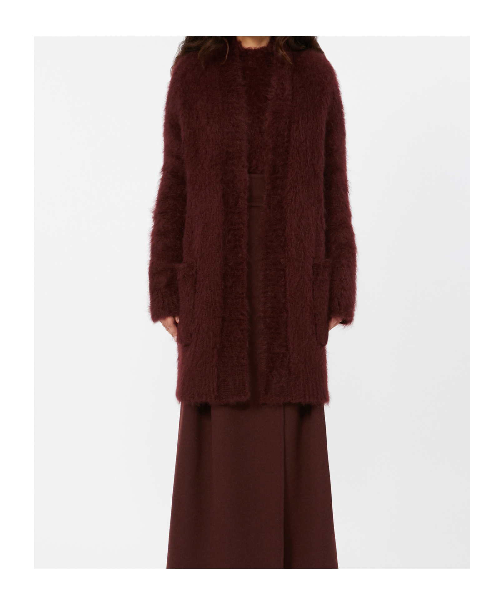 Max Mara Mohair Knit Cardigan In Burgundy