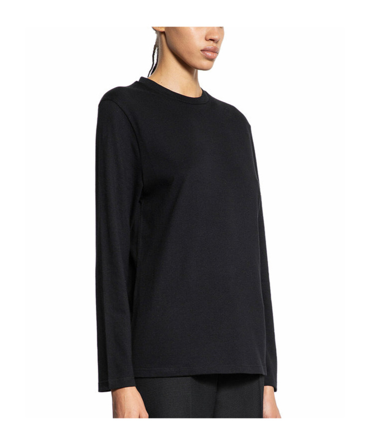 Jil Sander Black Long-sleeved T-shirt With Chic Logo Detail In Black