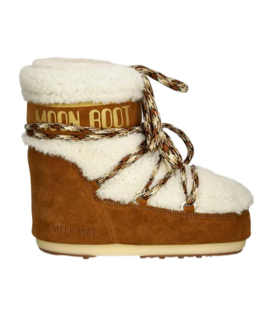 Shop Moon Boot Shearling Lace-up Boots In Nude