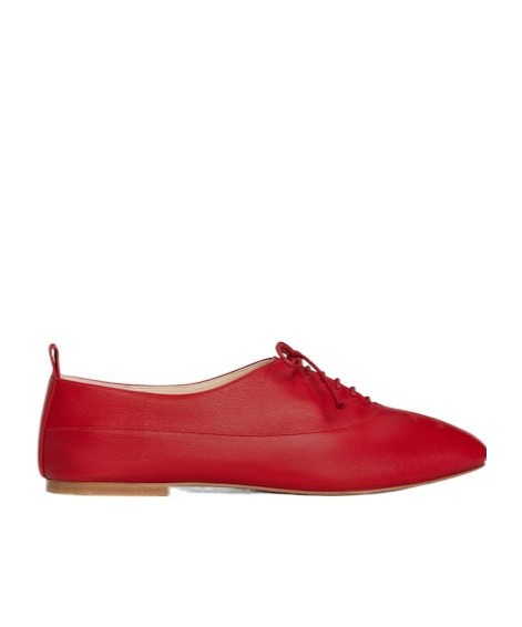 Celine Lise Perforated Triomphe Richelieu In Lambskin In Red