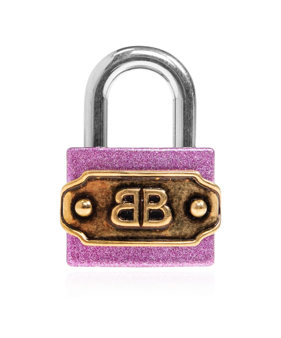 Balenciaga Logo Detailed Padlock Keychain In Multi