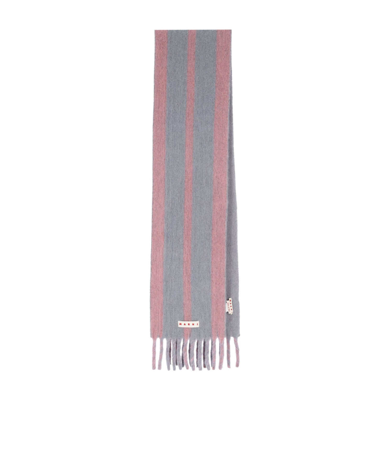 Marni Striped Fringed Scarf In Gray