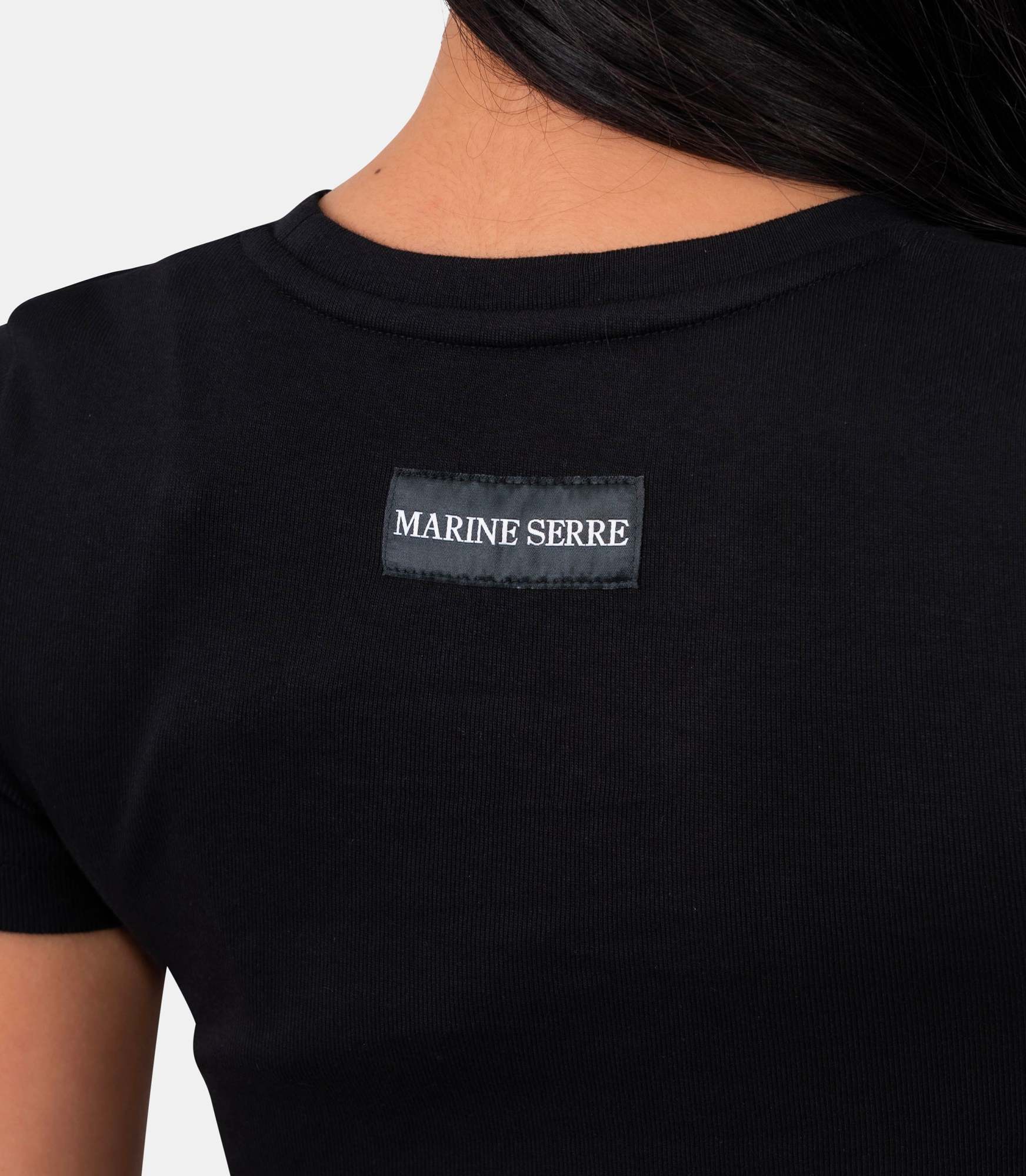 Marine Serre Round-neck Short-sleeved T-shirt In Black