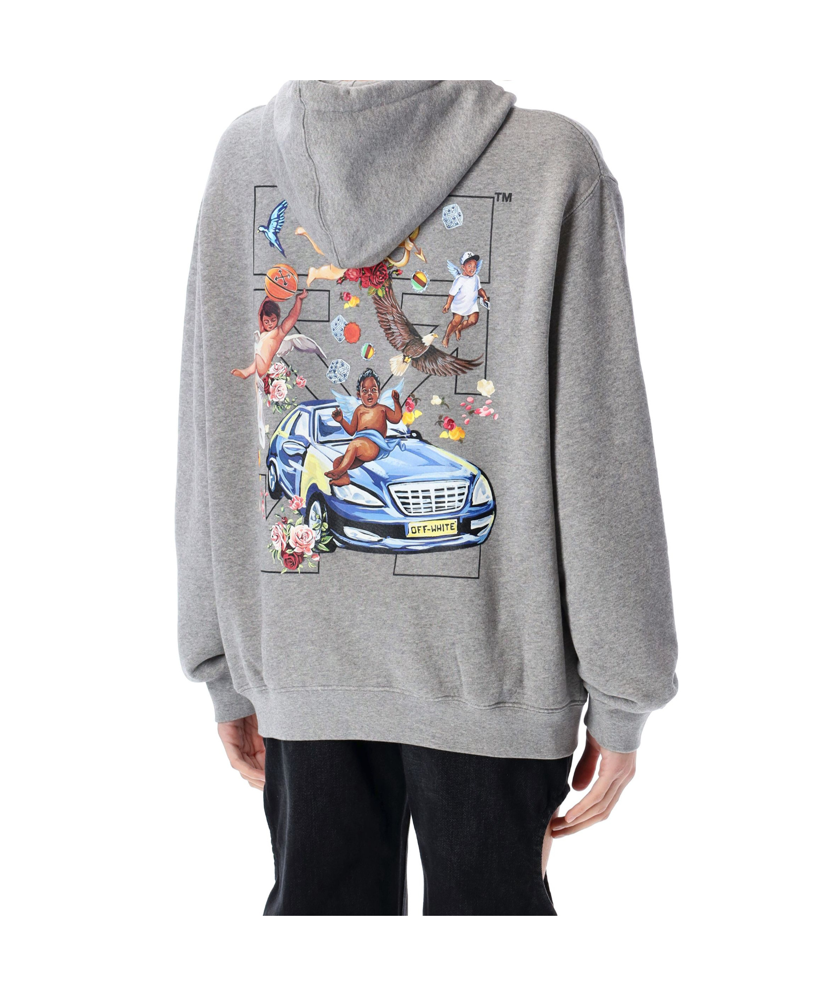 Off-white Long-sleeved Hoodie In Gray