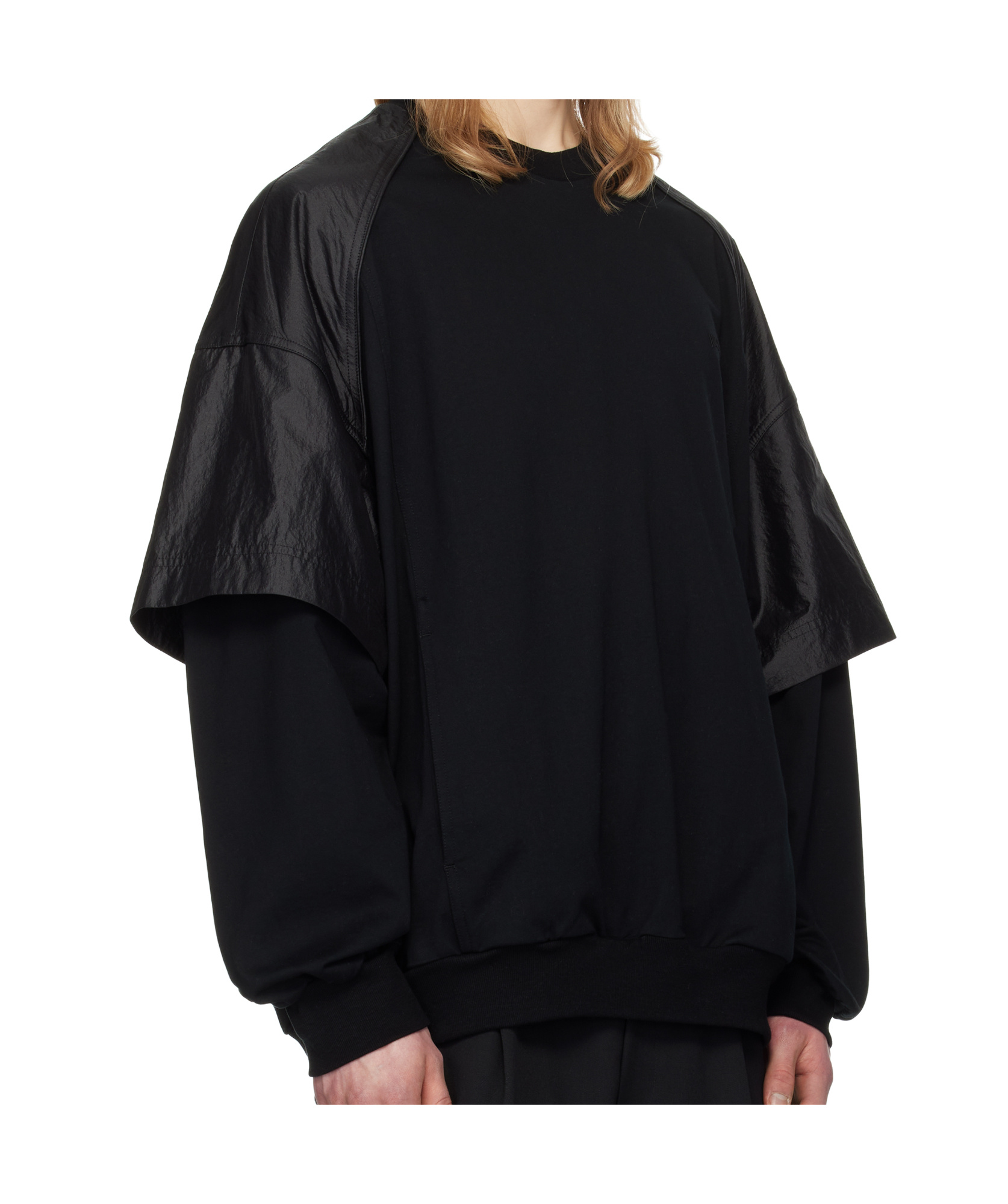 Juunj Black Nylon Dual Layer Sweatshirt In Black