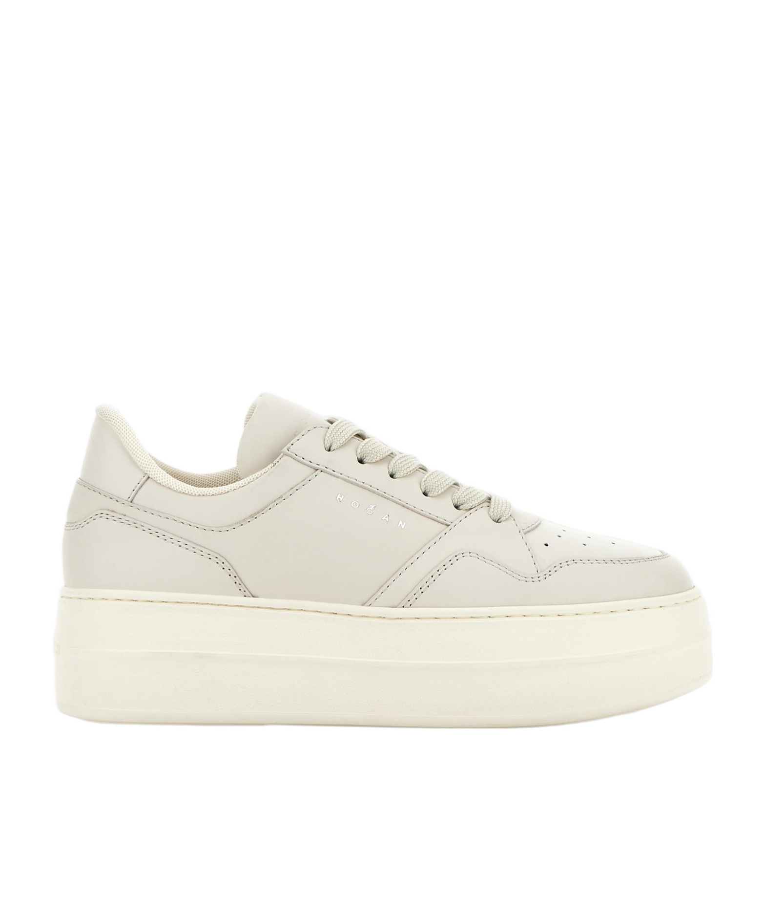 Hogan Calfskin Sneakers With Panel Design And Embossed Tongue In White