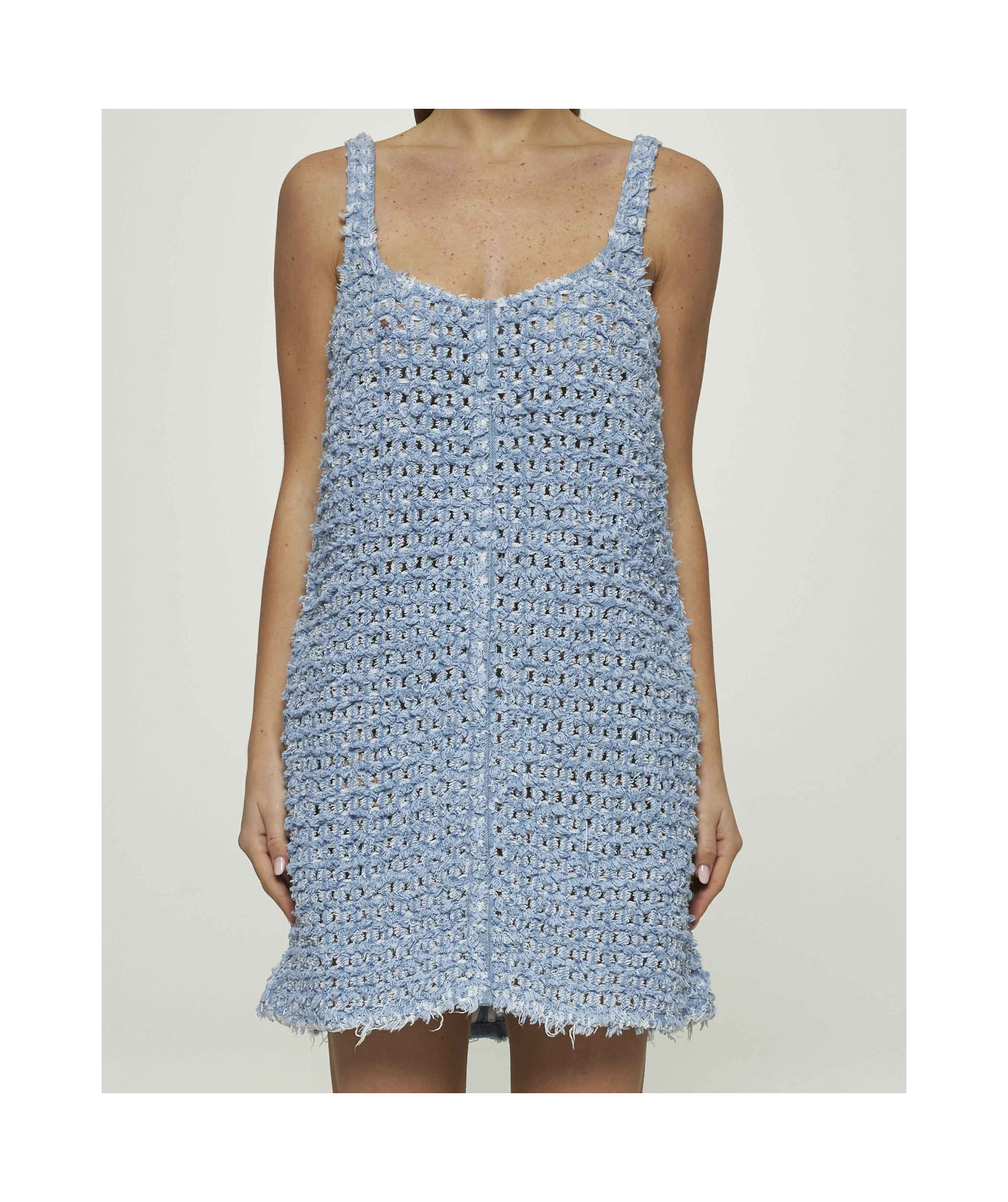 STELLA MCCARTNEY STELLA MCCARTNEY BOUCLÉ SLEEVELESS DENIM MINI DRESS