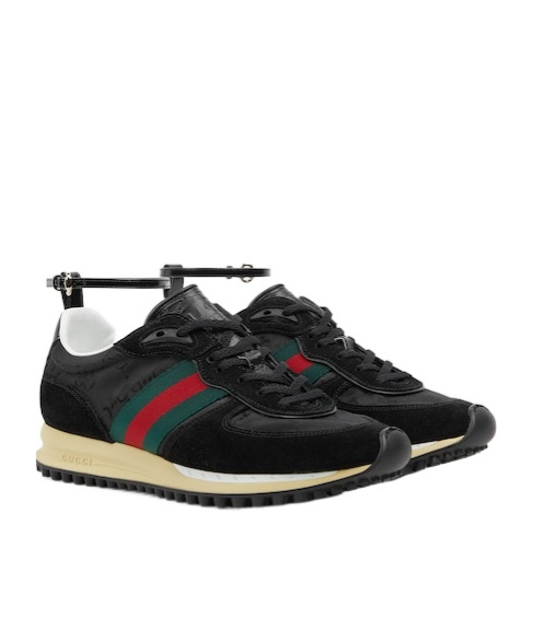 Gucci Motion Sneakers With Web Stripe In Black