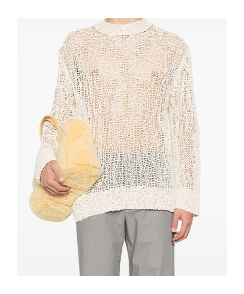 Jil Sander Open-knit Sweater In White